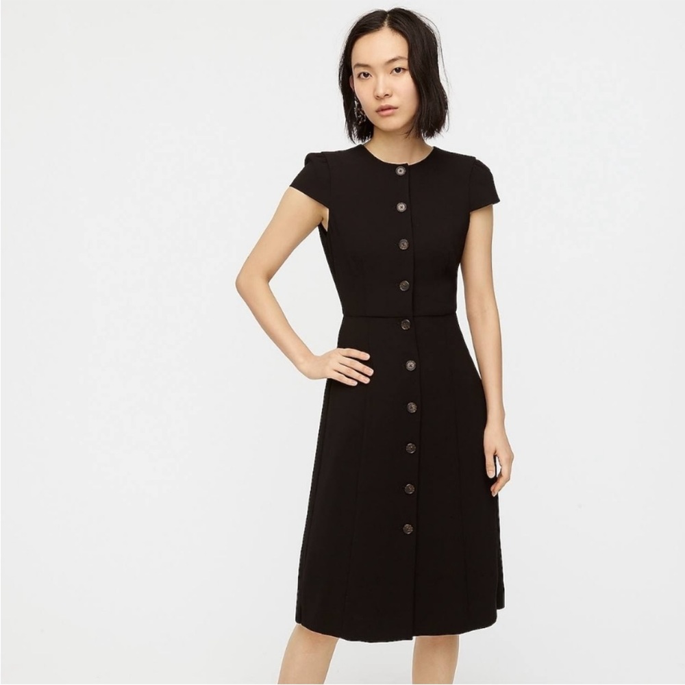 J. Crew Button-front cap-sleeve dress Women’s 10 Black